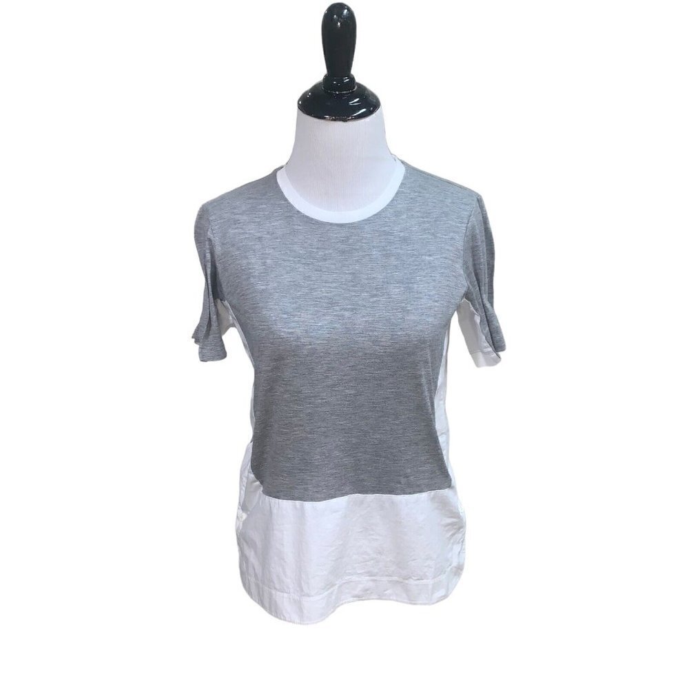 Phillip Lim Women’s T-Shirt Top Size XS Short Sleeves Color Block Cotton Gray